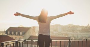 Woman hands stretched out photo