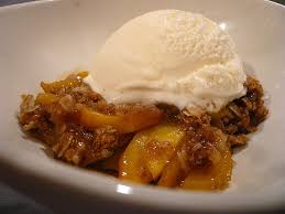 peach cobbler and ice cream photo