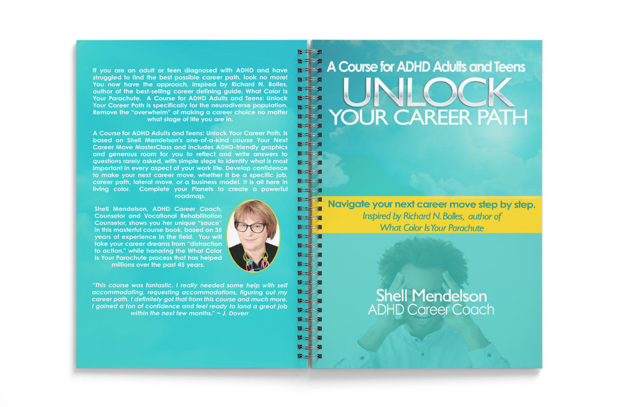 adhd course book cover with title "A Course for ADHD Adults and Teens Unlock Your Career Path"